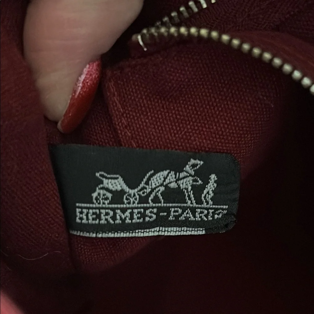 Hermès Red Canvas Bag with Striped Detail